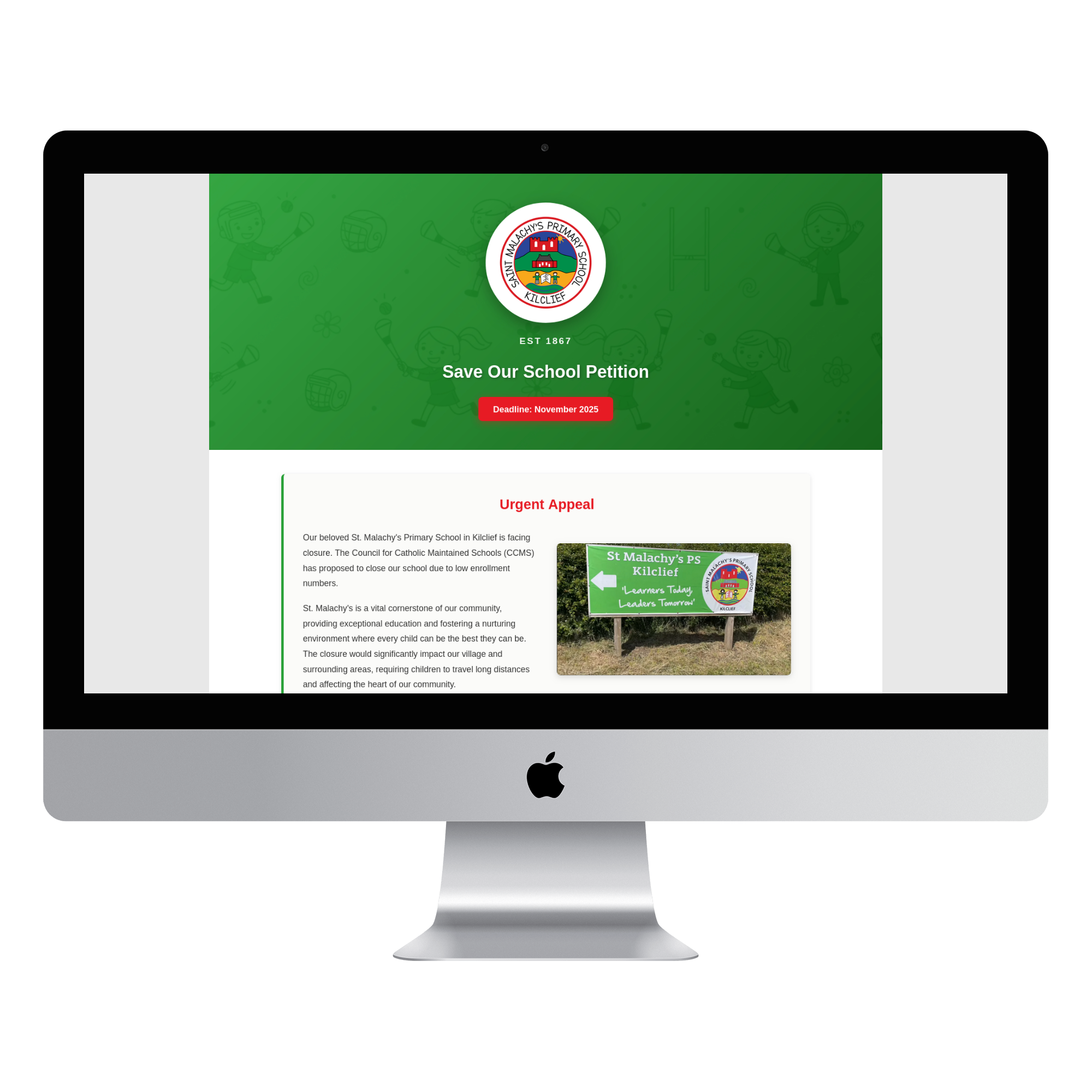 Save The School Campaign Website Homepage - Built in 48 Hours